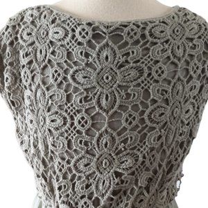 Italian Silk Fit & Flare Midi Dress w/ Boat Neck & Cap sleeves,Sage Green, Small